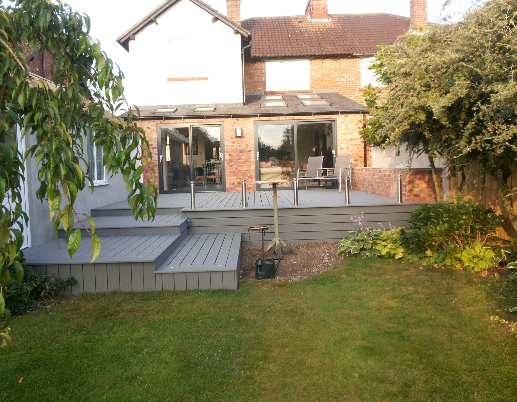 Raised composite decking with fitted lighting