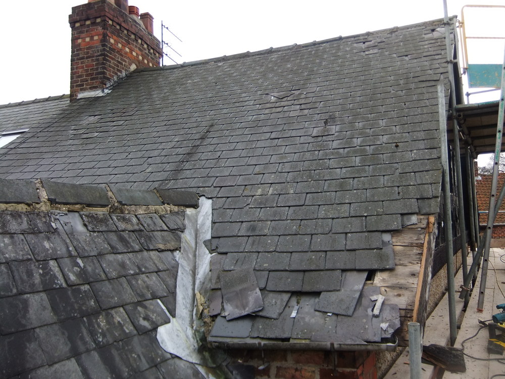 Slate roof in need of repair